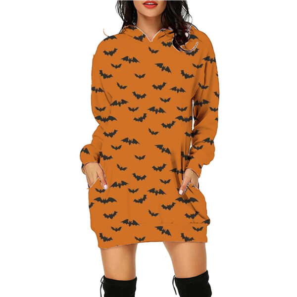 Halloween Print Long Hoodie With Pockets Sweater Long Sleeve Clothes Women - Image 5