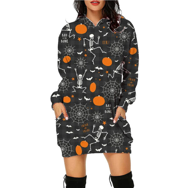 Halloween Print Long Hoodie With Pockets Sweater Long Sleeve Clothes Women - Image 10